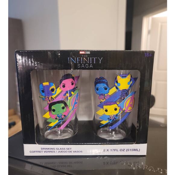 Funko Marvel Women Neon Drinking Glass Set 2pk 12 fl oz - Picture 2 of 8